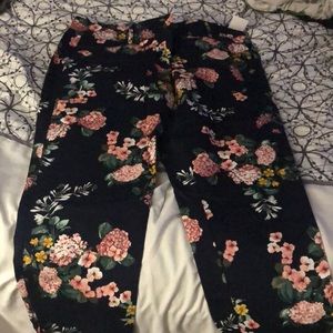 NY&C floral crop pant straight leg pant
